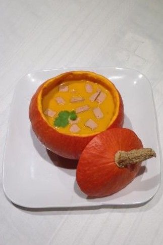 Recette velouté de potimarron au foie gras entier mi-cuit