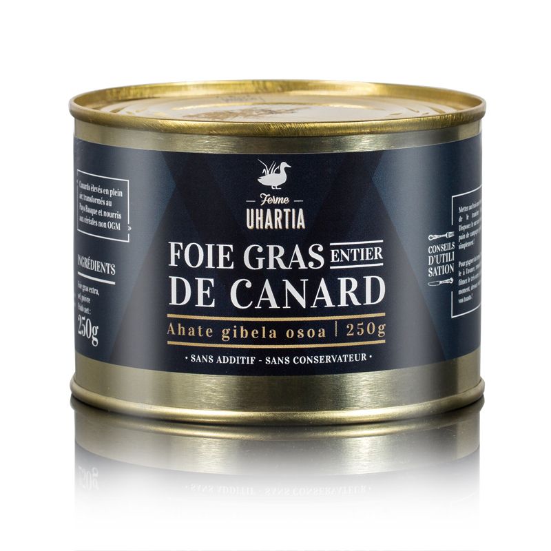 Foie gras entier de canard au naturel conserve